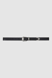 ANINE BING Waylon Belt - Black And Silver - Full Front View