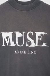 ANINE BING Wes Tee Painted Muse - Washed Faded Black - Detail View
