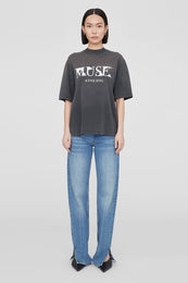 ANINE BING Wes Tee Painted Muse - Washed Faded Black - On Model Front