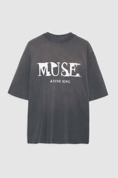ANINE BING Wes Tee Painted Muse - Washed Faded Black - Front View
