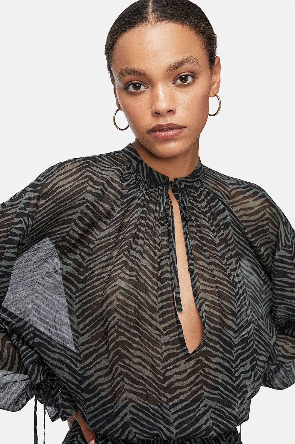 Elliana Dress - Willow Green Zebra View 2